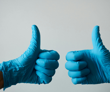 Examination gloves (latex, nitrile, vinyl)